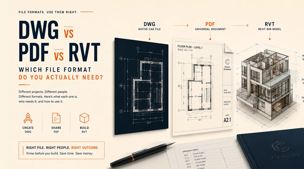 DWG vs PDF vs RVT: Which File Format Do You Need? DWG vs PDF vs RVT: Which File Format Do You Need?