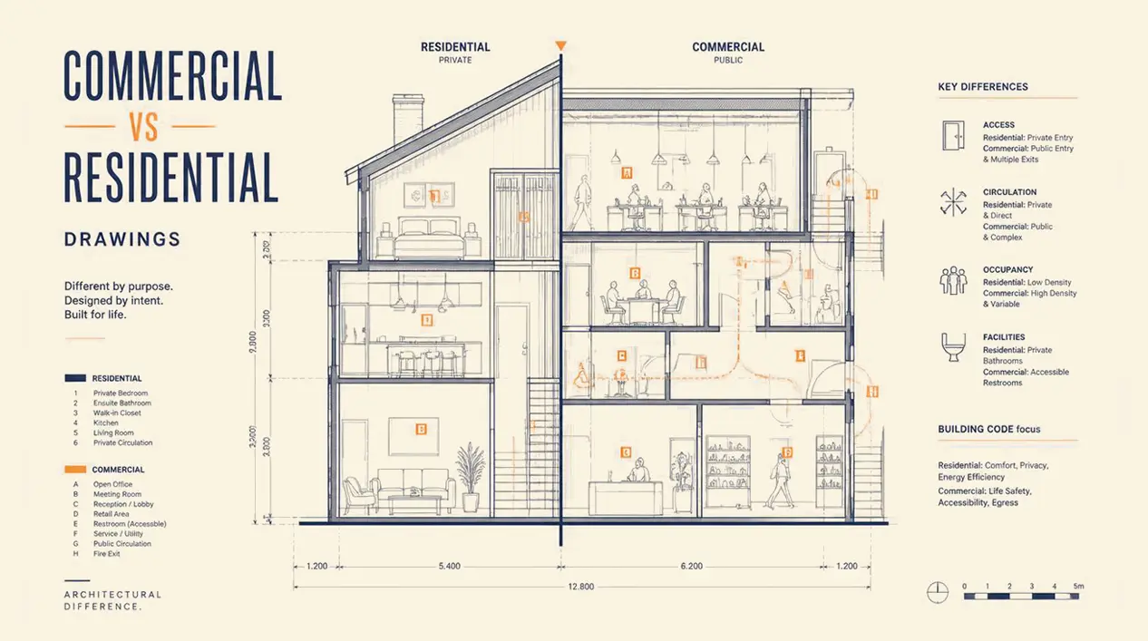 Commercial vs. Residential Drawings: Key Differences Commercial vs. Residential Drawings: Key Differences
