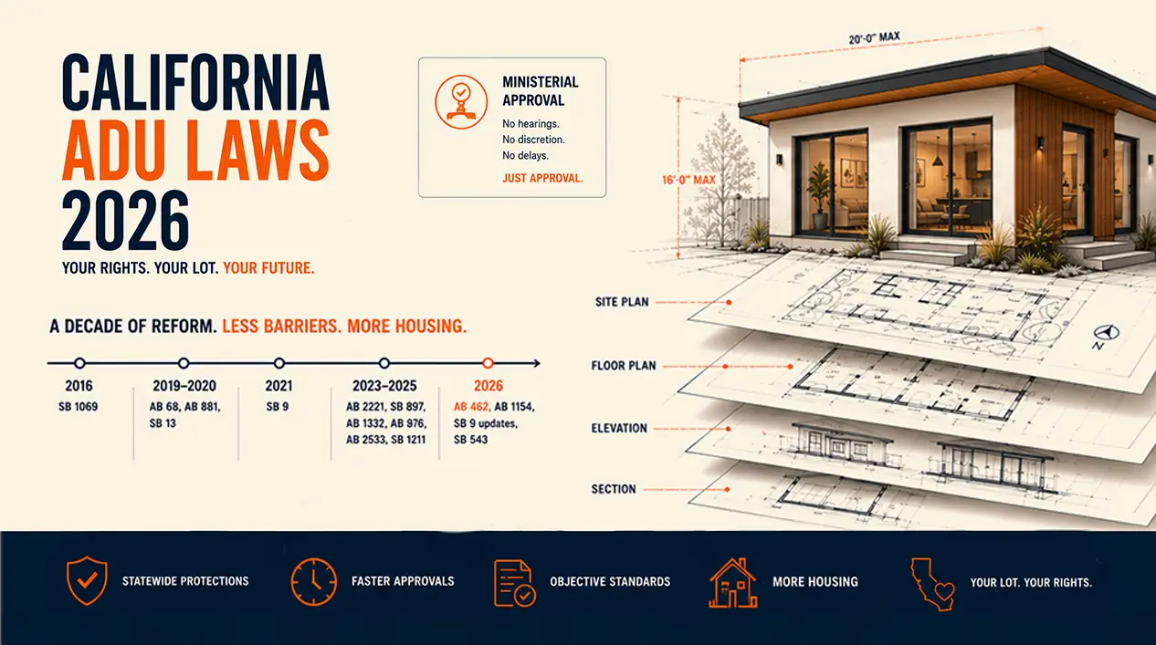 California ADU Laws 2026: What's Guaranteed California ADU Laws 2026: What's Guaranteed